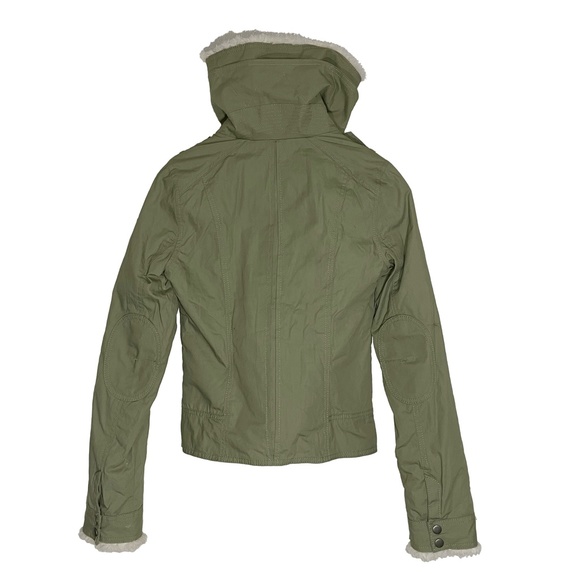 Hollister Olive Green Fur Collar Utility Jacket S - Picture 8 of 12